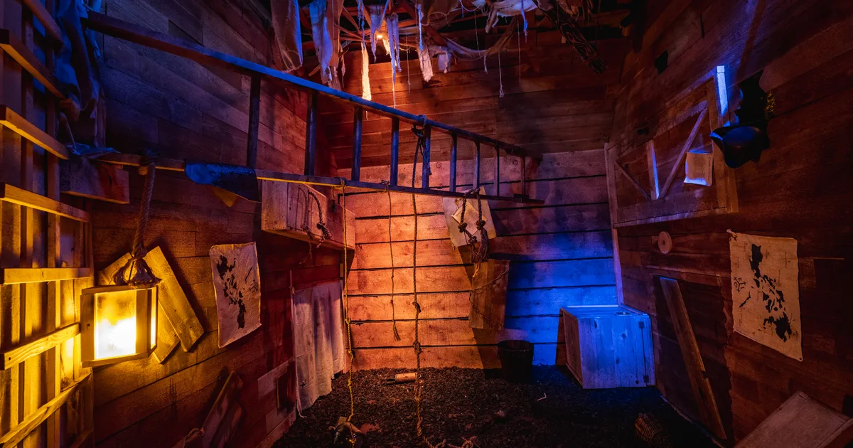 Friends reading a treasure map in Shipwrecked escape room
